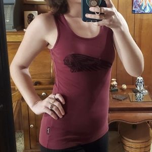 Burgundy red maroon Indian Motorcycles Ladies tank top.